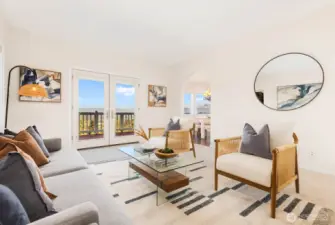 Spacious room with new paint and carpeting.