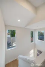 Beautiful Staircase with huge windows for light