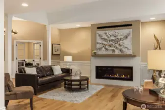 Exquisite Living room with Linear gas fireplace