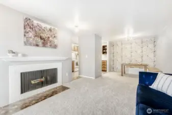 Updated lighting and new carpets in the living room and dining room.