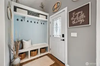 Custom front entry. These personal touches give this home such a warm feel.