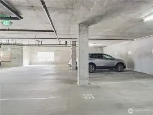 View of the covered secured parking in the garage.  #53.  Access of 7th Street.