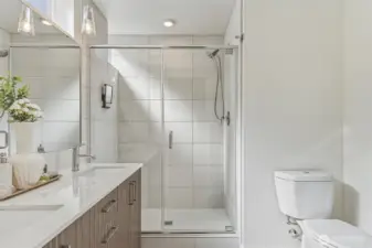 Spacious walk-in shower