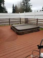 Backyard deck and hot tub