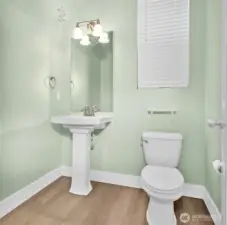 A convenient powder room on the main level for guests.