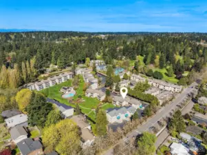 Aerial view of unit facing North West.