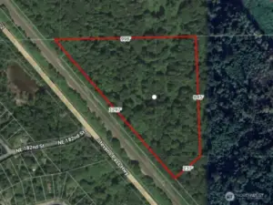 Overhead view with approximate boundaries in red.