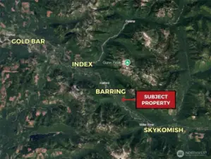 Approximate location of subject property in relation to surrounding areas.