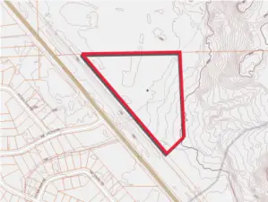 Overhead view with approximate boundaries in red.