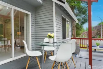 Covered area on the deck protects you from the elements.