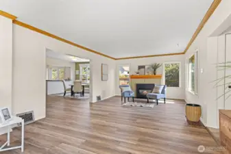 Living room and fireplace