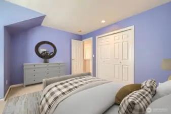 This is a special bedroom, with all its angles and alcoves. The perfect guest bedroom.