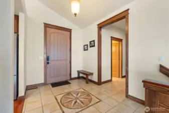 Front entry way and half bath