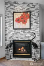 Cozy up next the the gas fireplace while enjoying the views.