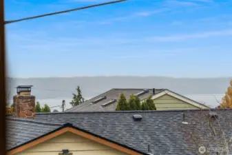 Views of Puget Sound and the Olympic Mountains.