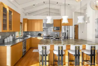 Ample storage and counter space. Note that there is an additional pantry on the East wall.