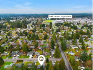 Aerial view facing North.