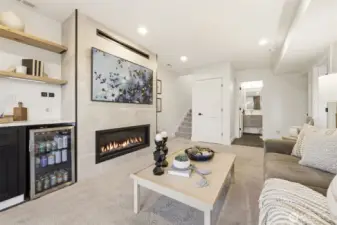 Lower Level w/Tiled Gas Fireplace & Built-In Beverage Bar