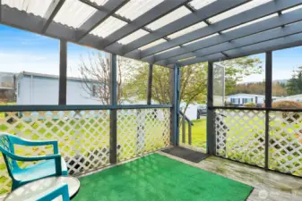 The back porch. Looking East you can see Lookout Mountain, and to the South you can see Chuckanut Mountain territorial views.