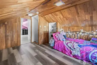 heading upstairs we come across the cedar lined bedroom number two.