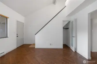 Showing the entry door