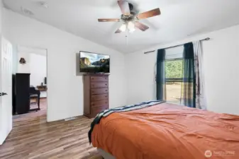 Master bedroom looking out to the living room.