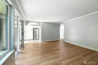 View into the living room from patio