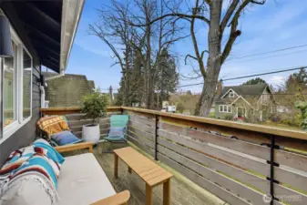 The front deck faces west.