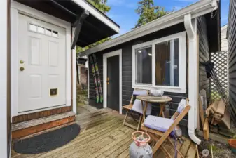 At the back of the home is a heated and insulated stand alone room, just off the back door.