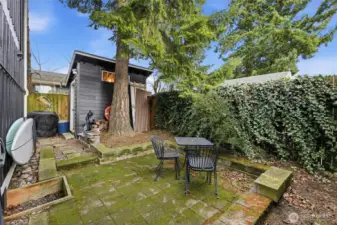 There is also another storage shed on the other side of the patio.