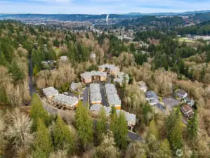 Very private location nestled amongst the trees, but within walking distance of downtown Issaquah and numerous parks.