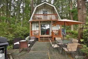 View of the cabin and patio space.