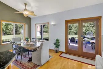 Access to the large covered patio from the family room makes this perfect for entertaining