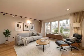 Bright formal living room with tons of natural light (virtually staged).