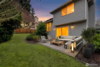 Gorgeous backyard outdoor patio off family room (virtually staged).