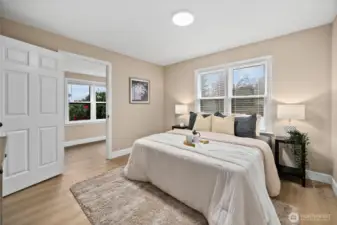 Master bedroom with large ADA accessible doorway