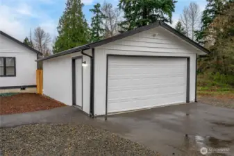 Large double car detached garage