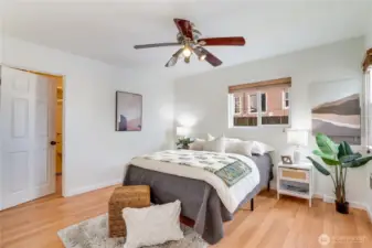 The primary bedroom offers a comfortable layout with natural light and space to settle in.