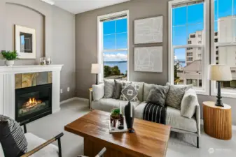 Stunning top floor NW corner condo at IV West with Puget Sound and Olympic Mountain views.