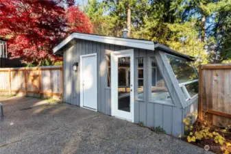 Pool Pump House and greenhouse