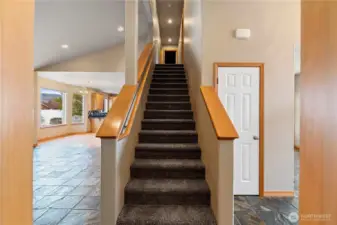 Going upstairs to the bedrooms - stairs, hall, and bedroom all have new carpet.