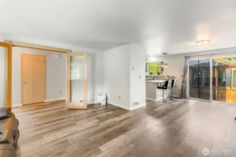 Open living room/entertainment area.