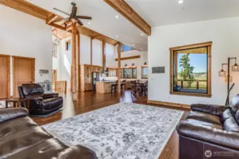 Living room with view to covered deck