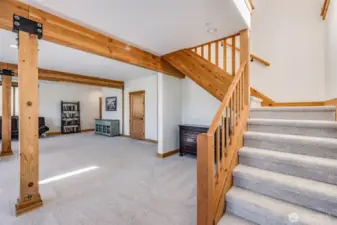 Enter the huge family and rec room