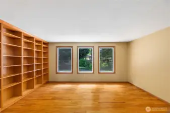 Library/den/living room shown empty-the way you will view it when you visit