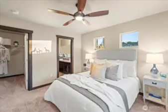 Primary bedroom with walk-in closet.