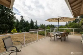 The deck off the living room and office with southeast views of the valley