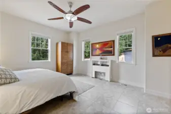 There are four large windows for plenty of natural light