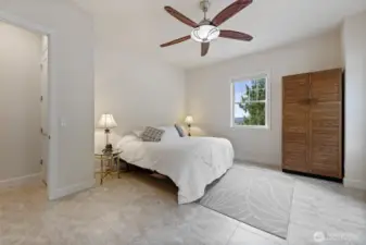 This huge primary bedroom can fit all the furniture you need