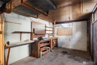 Wood working area in the other half of the basement.